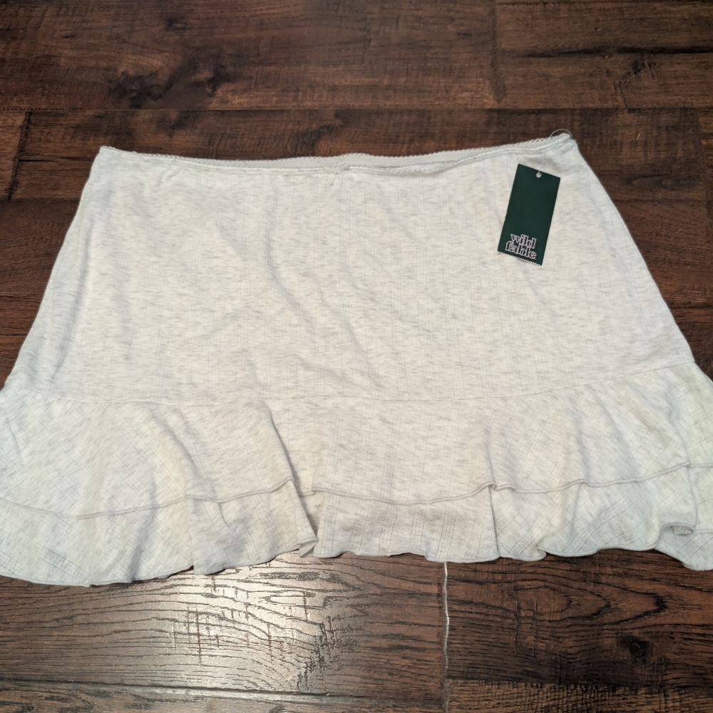 Elegant Grey Cotton Ruffled Wild Fable Skirt NWT Large